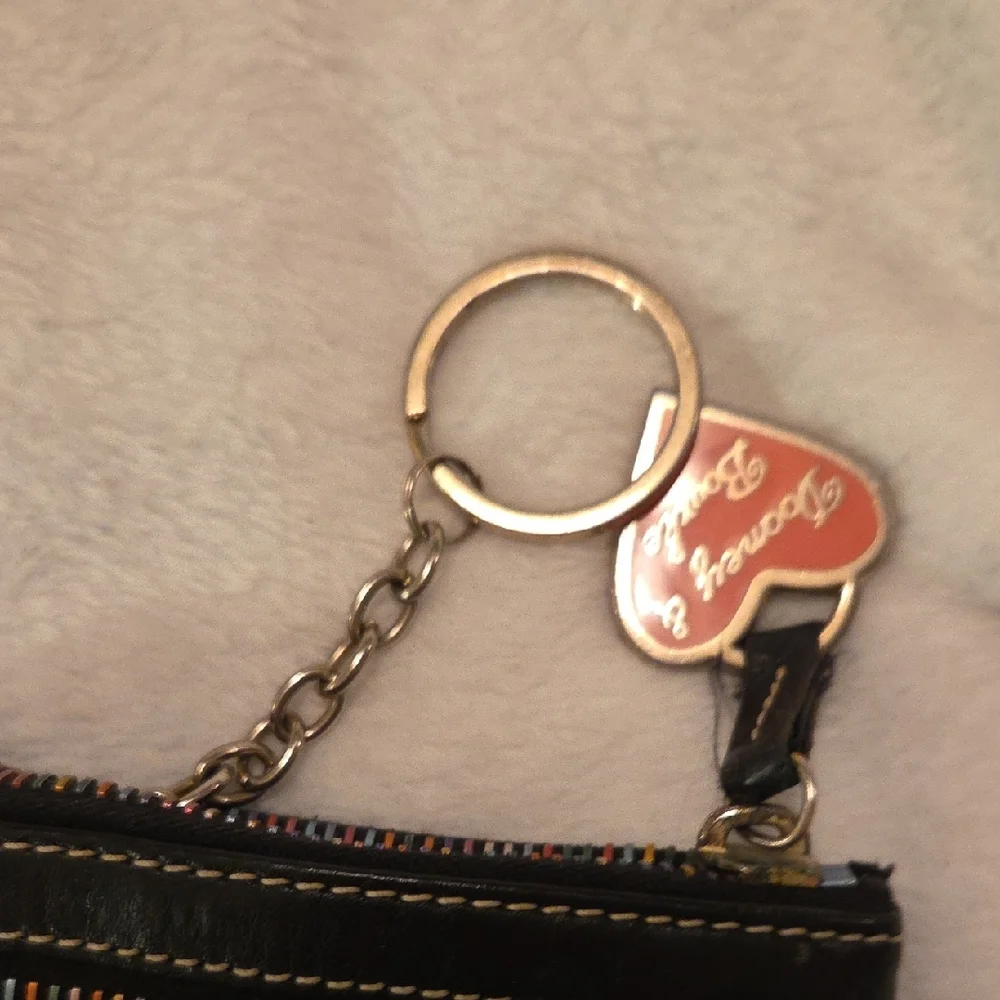 Dooney & Bourke Dark Gray Coin Bag w/Multicolor Accents & Rainbow Zippers - Picture 7 of 8